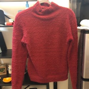 Deep red fuzzy sweater